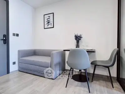 Modern minimalist living room with sleek furniture and stylish decor