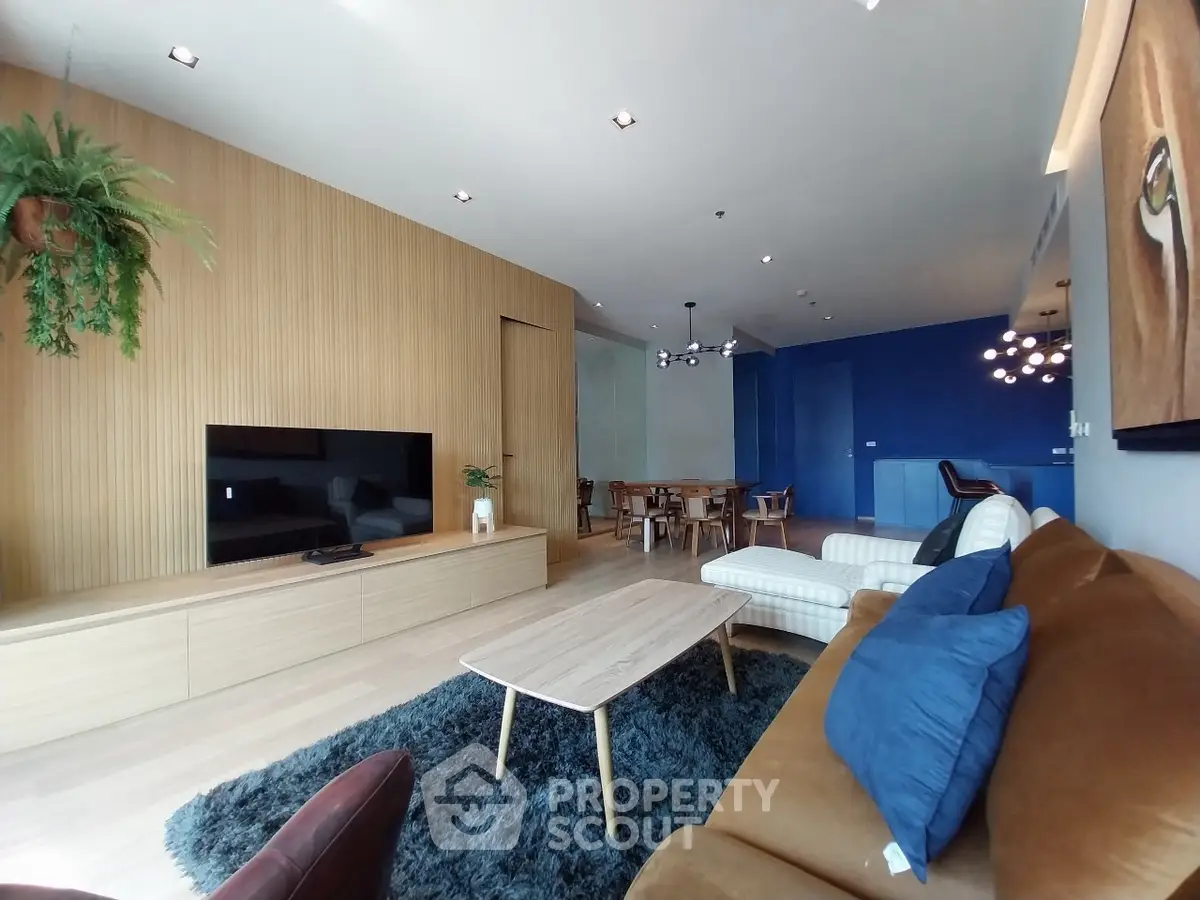Spacious modern living room with stylish decor and open layout