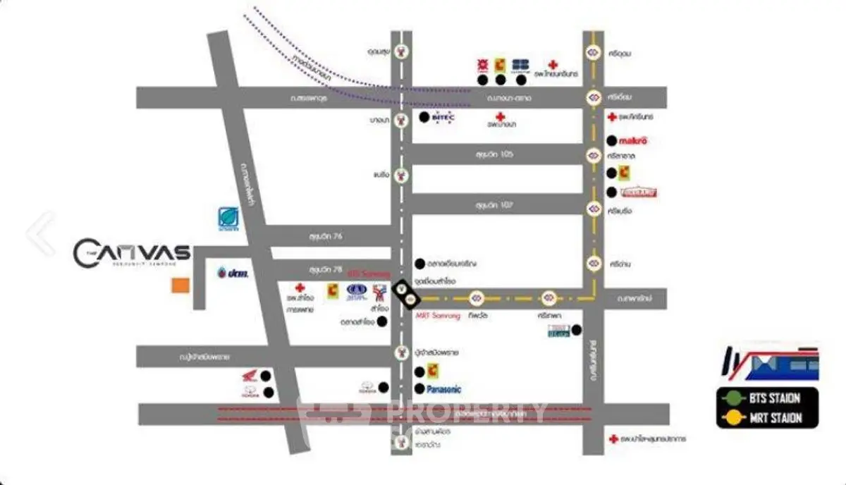 Map showing real estate location with nearby amenities and transport links.