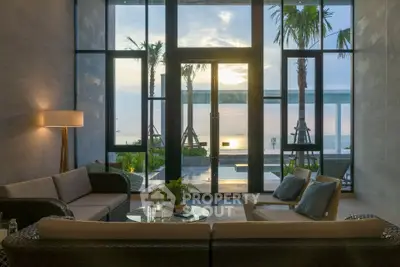 Luxurious living room with stunning ocean view and modern decor