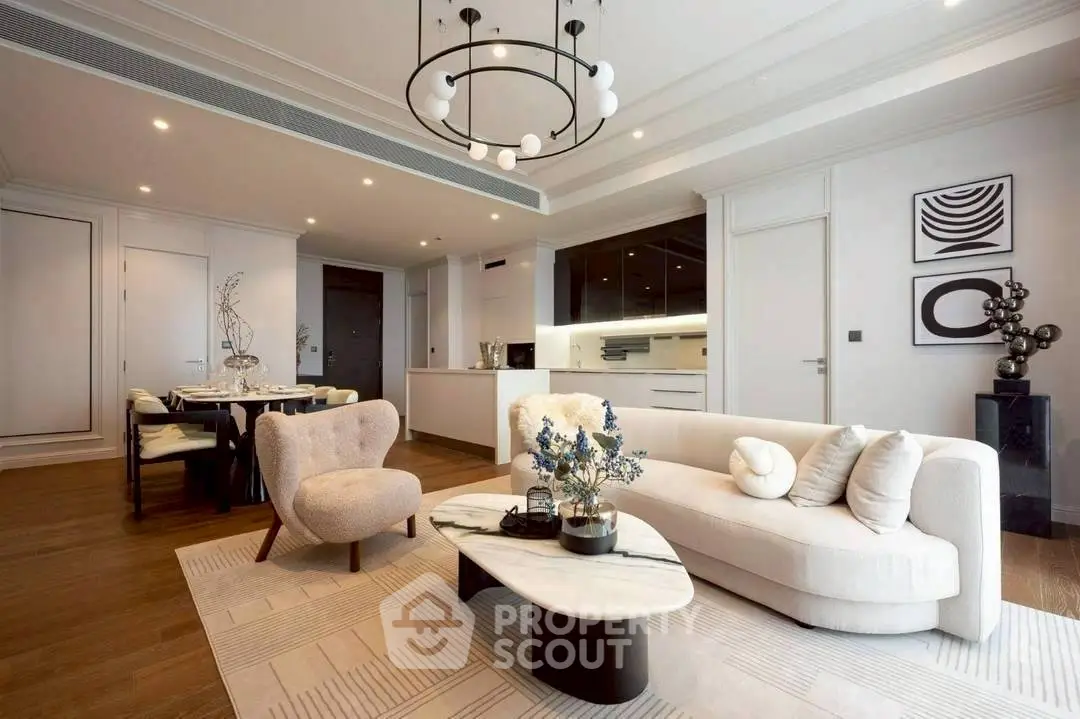 Luxurious modern living room with elegant furniture and open layout