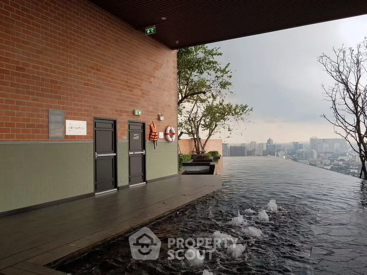 Stunning rooftop infinity pool with city skyline view, perfect for luxury living.