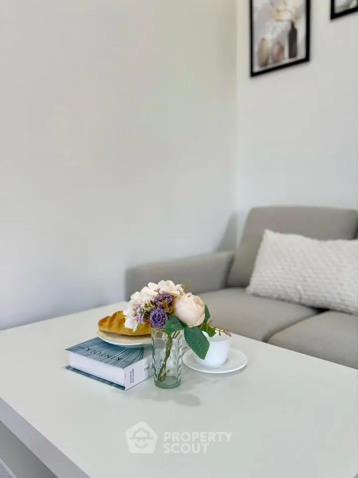 Cozy living room with modern sofa and elegant coffee table decor