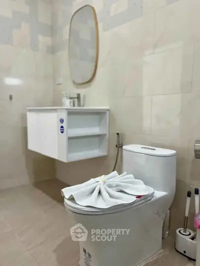 Modern bathroom with elegant fixtures and stylish decor