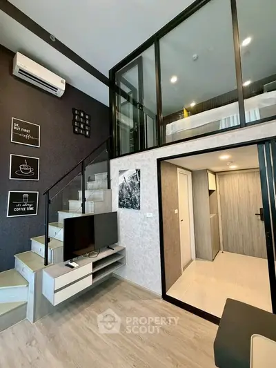 Modern duplex apartment with stylish interior and mezzanine bedroom