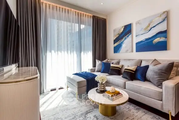 Luxurious modern living room with elegant decor and natural light