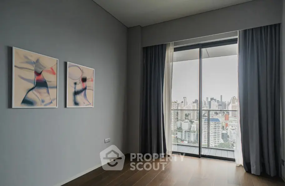 Modern apartment with stunning city view and elegant decor