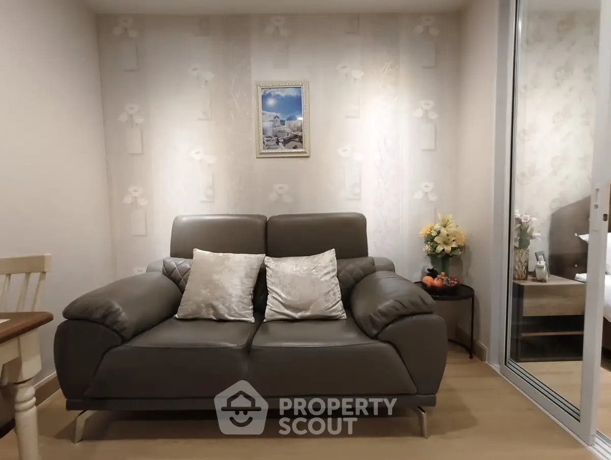 Cozy living room with stylish sofa and elegant decor