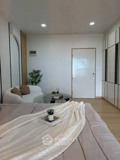 Modern bedroom with cozy decor and stylish furniture