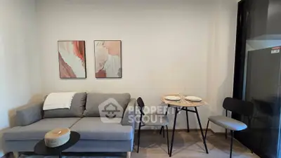 Modern living room with stylish decor and cozy seating area