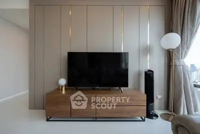 Modern living room with sleek TV stand and stylish decor