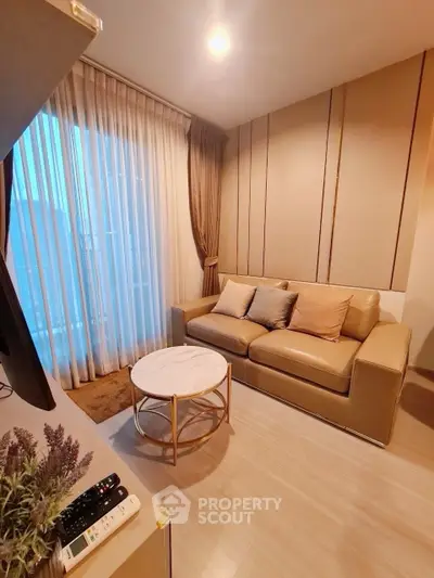 Cozy modern living room with elegant decor and natural light
