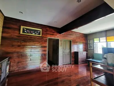 Spacious wooden interior with natural light and elegant decor