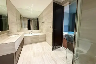 Luxurious modern bathroom with elegant fixtures and spacious layout