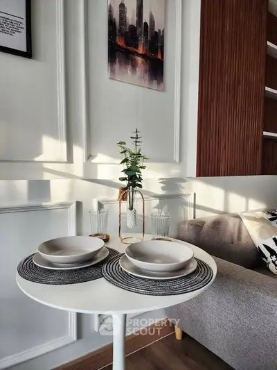 Stylish modern living room with elegant decor and cozy seating area