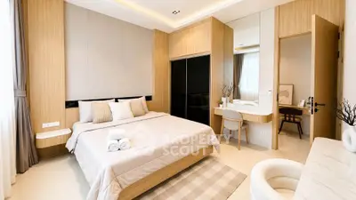 Luxurious modern bedroom with elegant decor and natural light