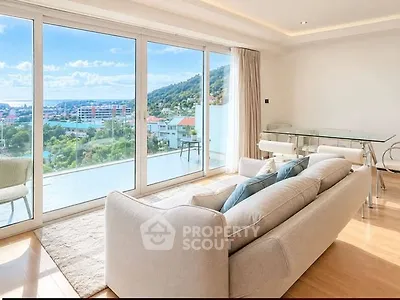 Luxurious living room with stunning panoramic view and modern decor