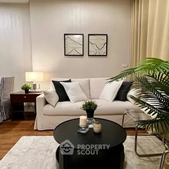 Stylish living room with modern decor and cozy ambiance