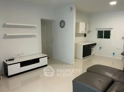 Modern living room with sleek furniture and minimalist design