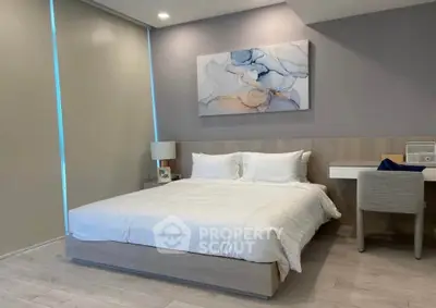 Modern bedroom with stylish decor and cozy ambiance
