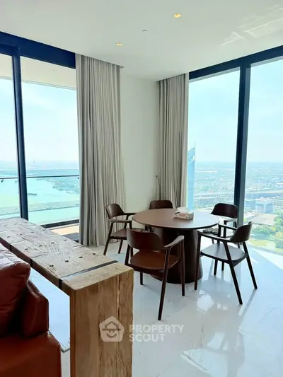 Luxurious living room with panoramic city view and elegant furnishings
