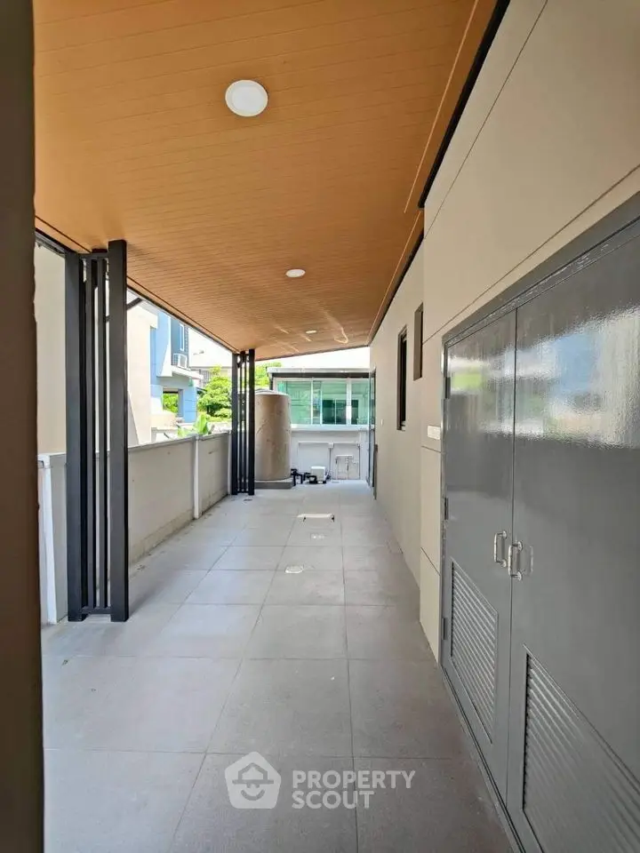 Spacious modern balcony with sleek design and ample natural light