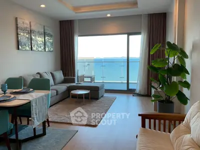 Stunning living room with ocean view and modern decor