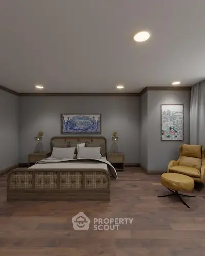 Luxurious bedroom with elegant decor and cozy lighting