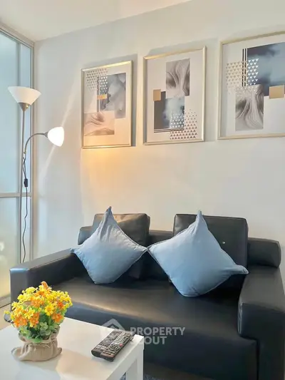 Stylish living room with modern decor and cozy seating area