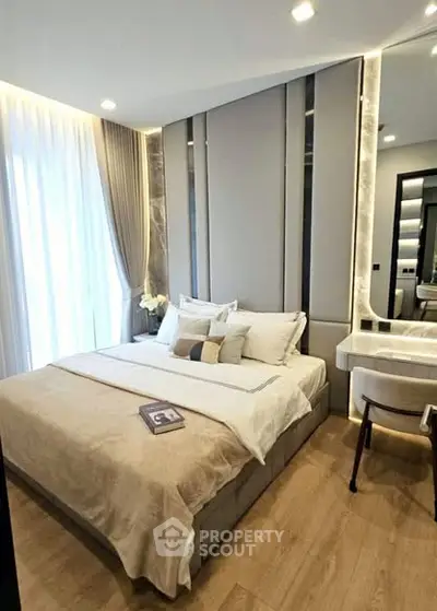 Luxurious modern bedroom with elegant decor and natural light