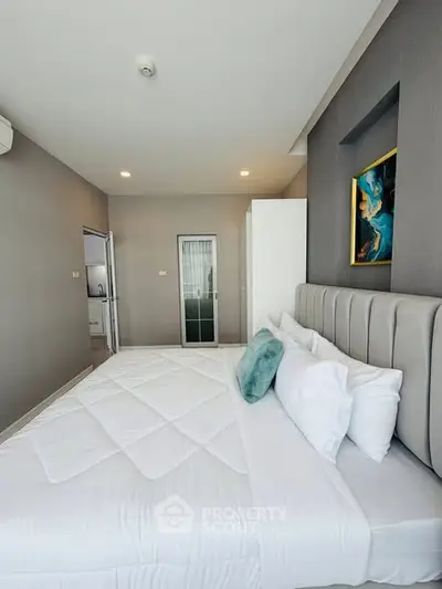 Modern bedroom with stylish decor and cozy ambiance