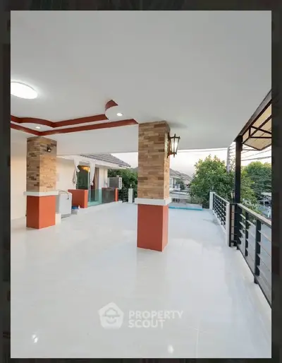 Spacious balcony with scenic view and modern design