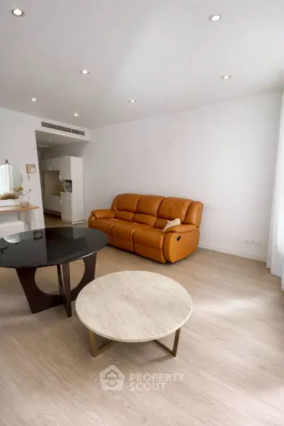 Modern living room with stylish furniture and open layout