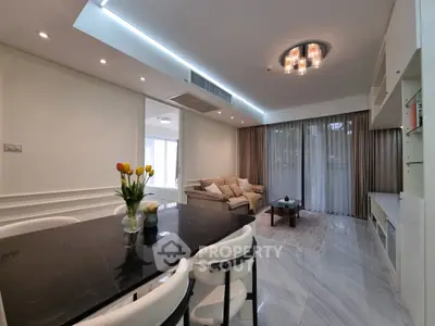 Luxurious modern living room with elegant decor and spacious layout