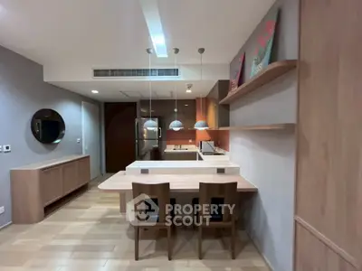 Modern kitchen with open layout and stylish wooden furniture
