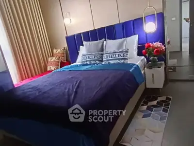 Luxurious bedroom with modern decor and elegant lighting