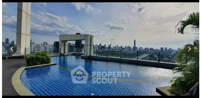 Stunning rooftop pool with panoramic city skyline views, perfect for luxury urban living.