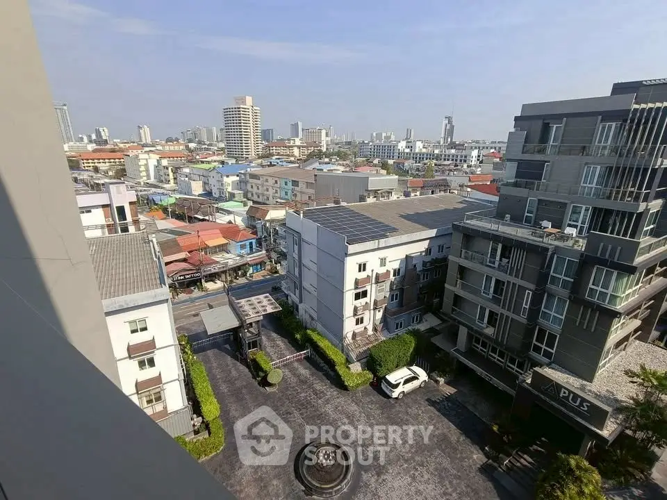 Stunning cityscape view from a high-rise building, showcasing urban living with modern architecture.