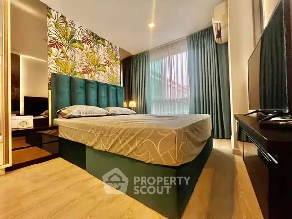 Luxurious bedroom with elegant decor and large window for natural light