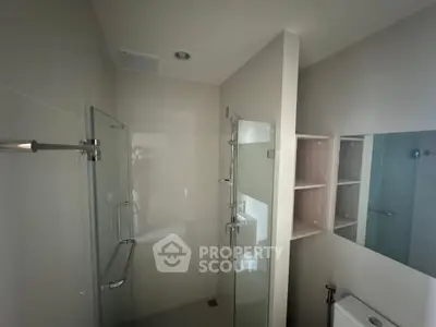 Modern bathroom with glass shower and sleek fixtures, ideal for contemporary living.
