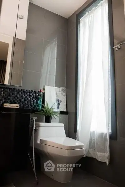 Modern bathroom with sleek design and natural light