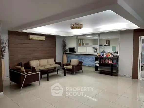 Modern office lobby with sleek furniture and stylish decor