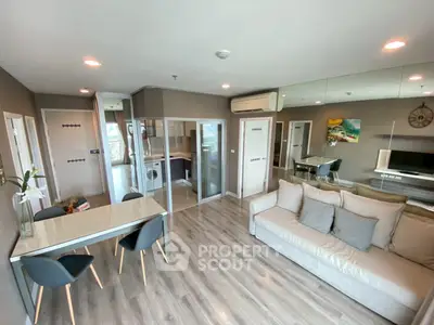 Modern living room with open layout and stylish furniture