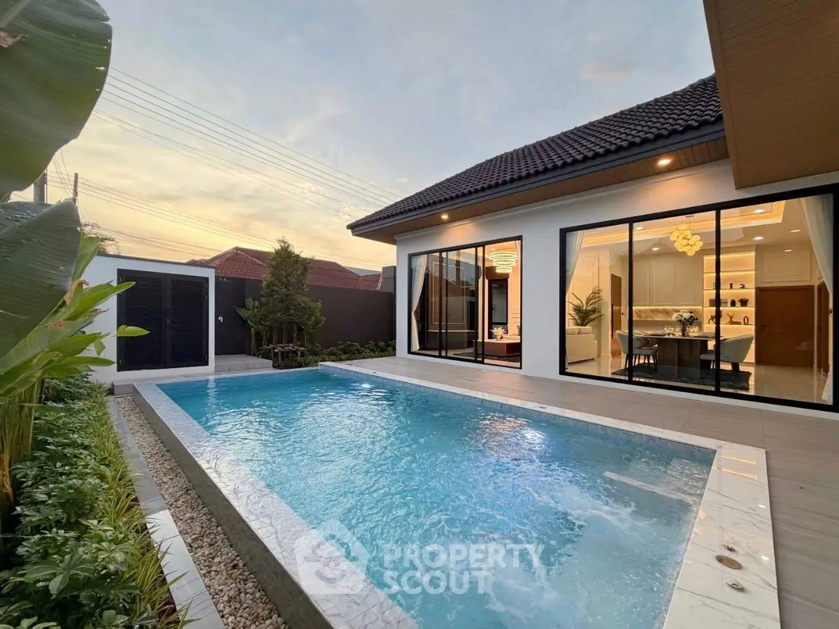 Luxurious modern home with private pool and elegant interior design