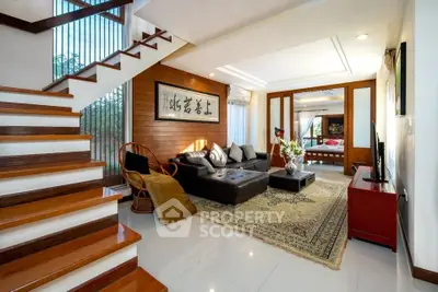 Luxurious living room with elegant decor and cozy seating area in modern home