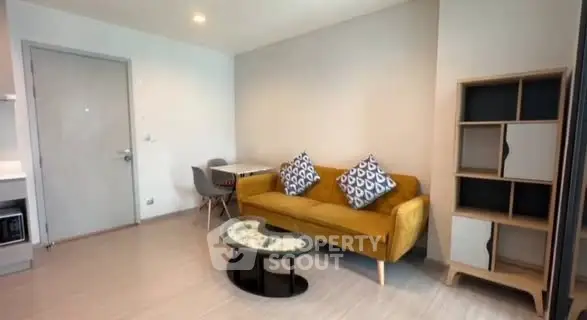 Modern living room with stylish sofa and chic decor