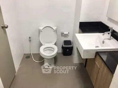 Modern bathroom with sleek fixtures and minimalist design