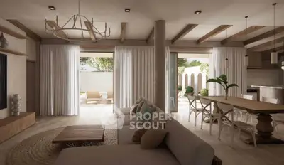 Spacious living room with elegant decor and open layout leading to outdoor patio.