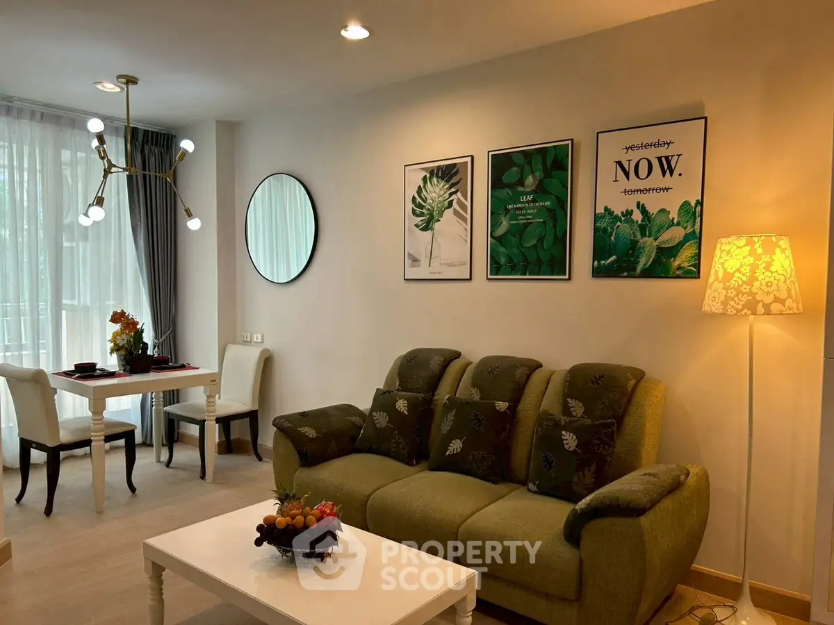 Stylish living room with modern decor and cozy seating area