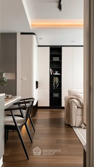 Modern living room with sleek furniture and elegant decor